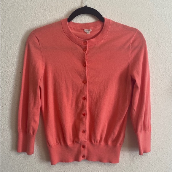 J. Crew Factory Sweaters | J. Crew Factory Clare Salmon Cardigan Sweater 34 Sleeve 100% Cotton | Color: Pink | Size: M | Thatbostongirl's Closet